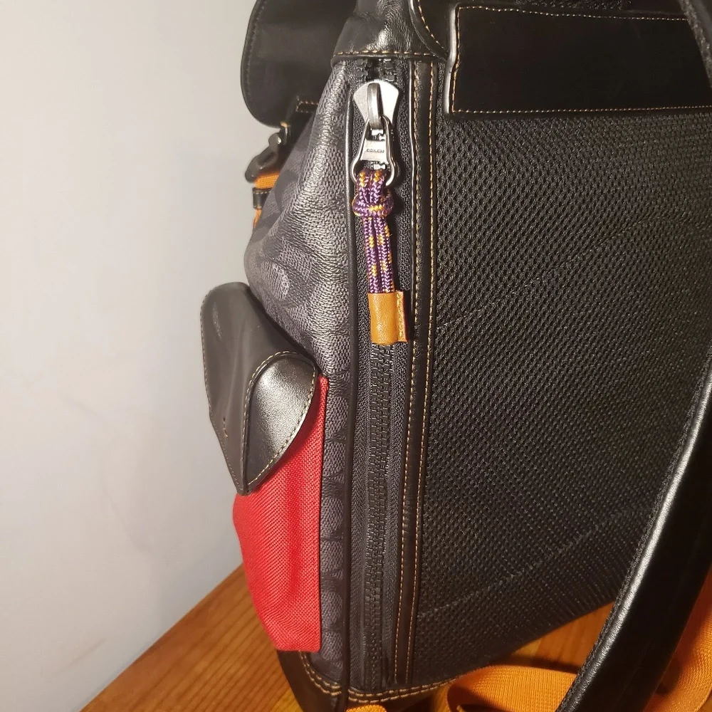 Coach Rivington Signature/Leather Drawstring Backpack - Picture 6 of 14